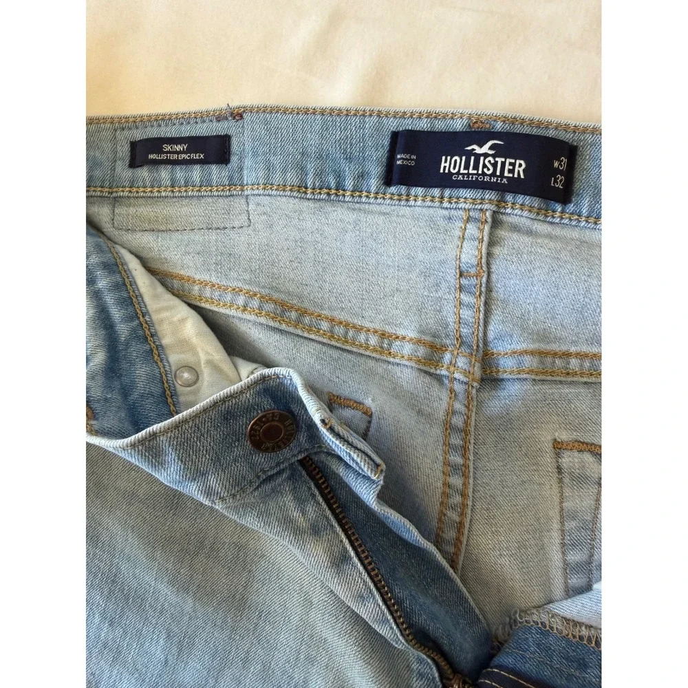Hollister Epic Flex Skinny Jeans Mens 31x32 Light Wash Blue Denim Slim Fit